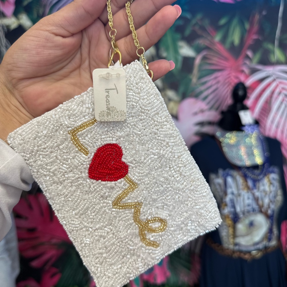 Red heart wristlet